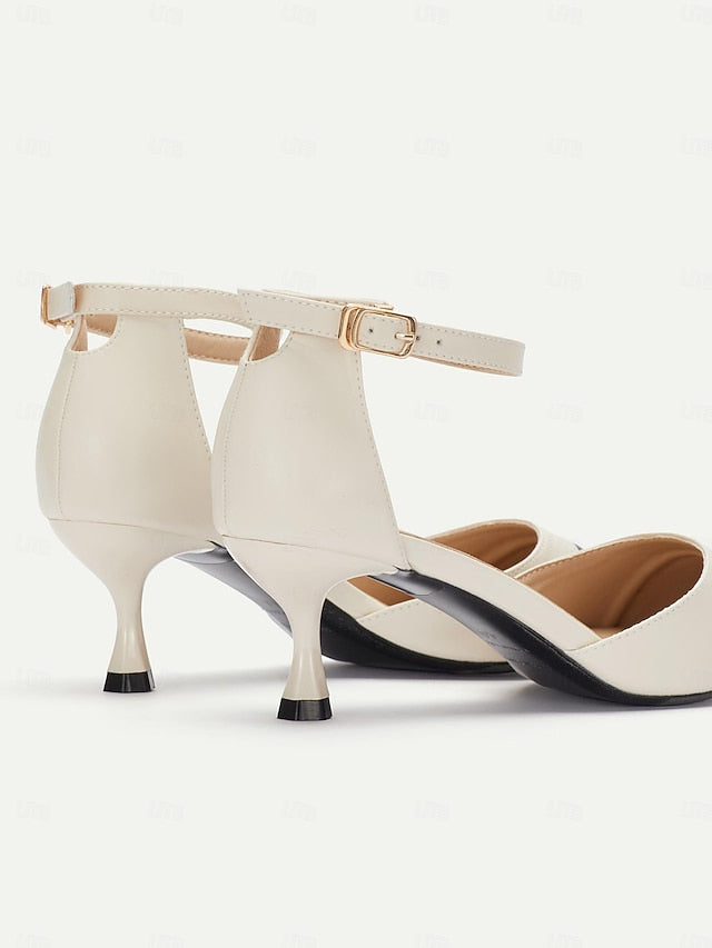 Two-Tone Ankle Women's Stylish Pointed Toe Kitten Heel