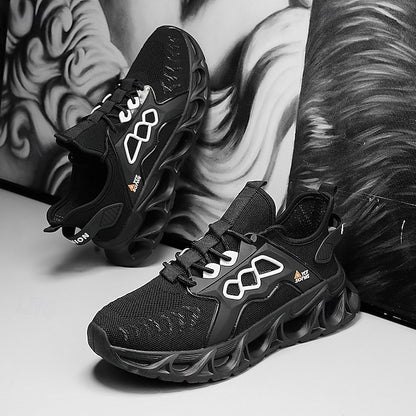 Men's Yellow Performance Sneakers with Flame Design,