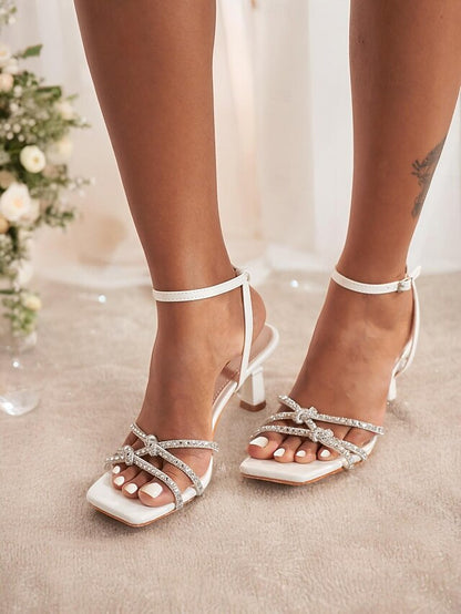 Heel with Women's Glittering Sandals Chic High Strappy