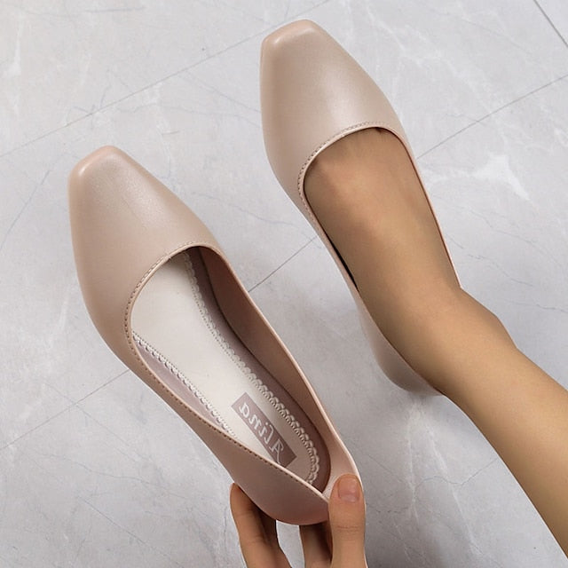 Slip-On Round Pumps – Heel Toe Women's Black Low Classic