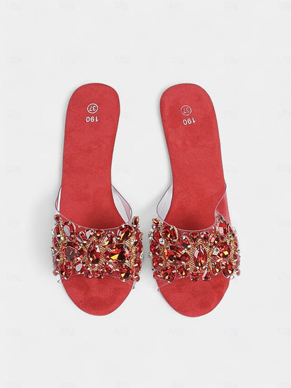 Heels Women's Rhinestone Embellished Platform – Clear