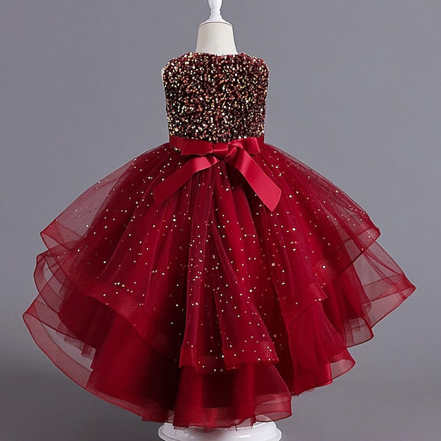 Color Sleeveless Solid Party Girls' Kids Dress