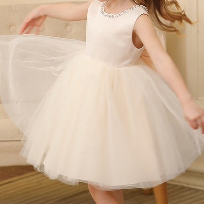 Color Solid Kids Wedding Girls' Party Sleeveless Dress