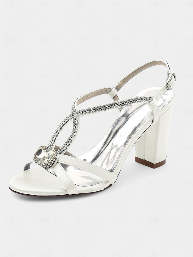 Sandals Satin Blue Royal Women's Elegant Rhinestone –