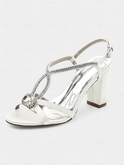 Sandals Satin Blue Royal Women's Elegant Rhinestone –