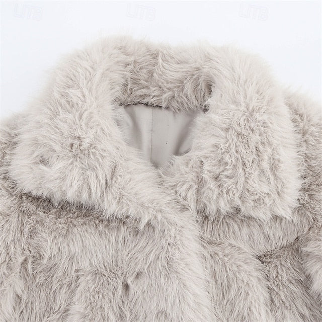 Furs Warm Faux Women's Fur Buttons Coat Comfortable