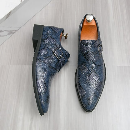 Snake Brown Strap Print Formal Classic Shoes Men – Monk for