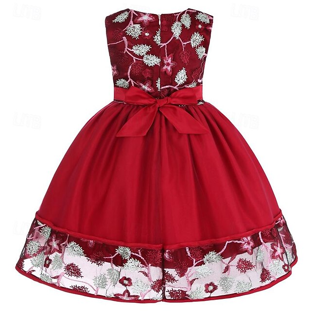 Girls' Sleeveless Flower Party Girl Dress 3D