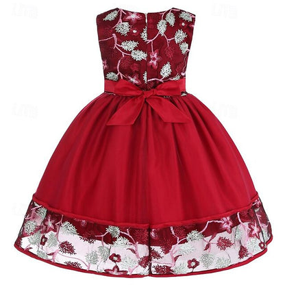 Girls' Sleeveless Flower Party Girl Dress 3D