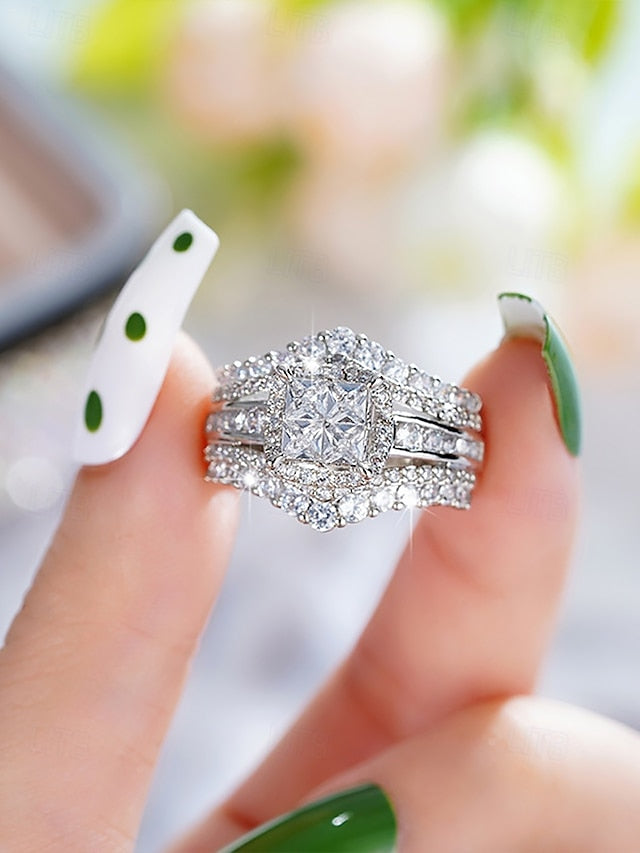 Wedding with Ring Cubic Set Luxury Zirconia