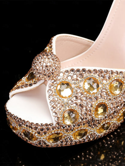 Crystal-Embellished Platform Sandals with Women's Glamorous