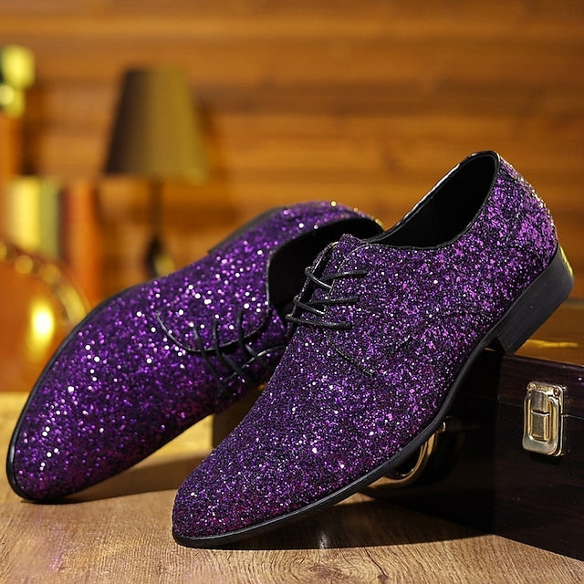 Lace-up Bold Party Glitter Shoes – Men's Statement Purple
