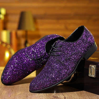 Lace-up Bold Party Glitter Shoes – Men's Statement Purple