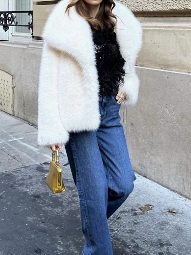 Warm Faux Furs Coat Leathers Fur Women's Comfortable