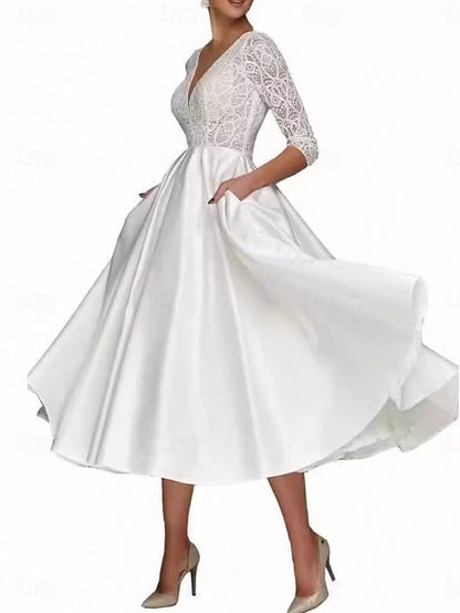 A-Line Simple of Mother Dress Elegant the Neck V Bride Tea