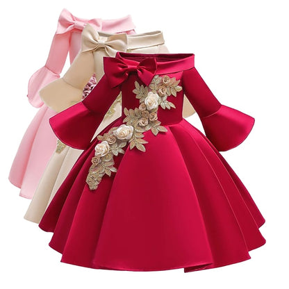 Sleeve Party Formal 3/4 Floral Dress Girls' Kids Length