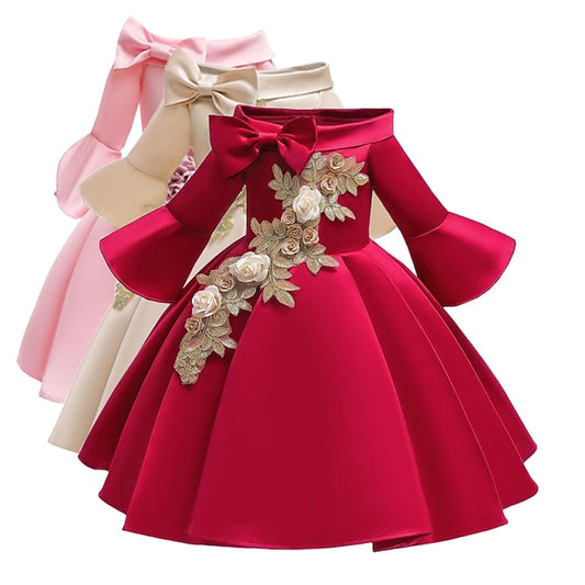 Sleeve Party Formal 3/4 Floral Dress Girls' Kids Length