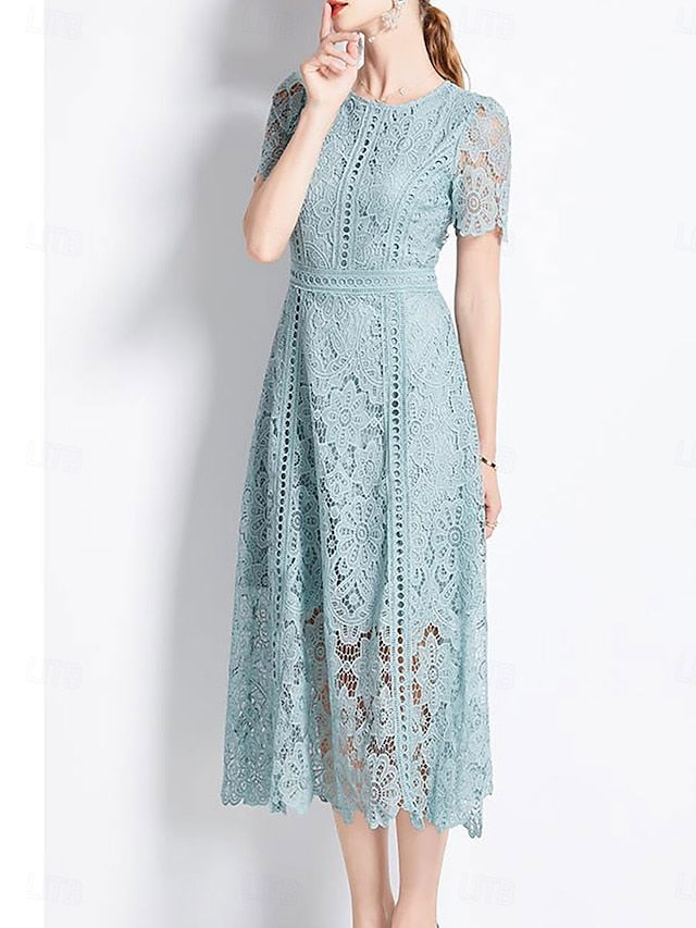 Tea of Mother Length Crew Dress Elegant the Neck Bride