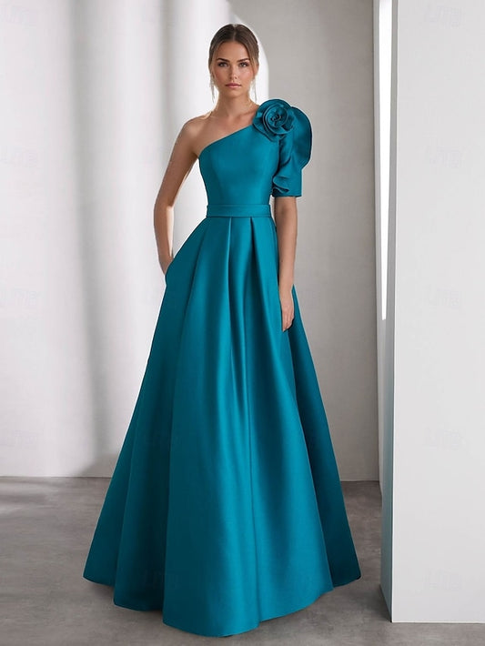 Gown Dress Formal Evening Length Elegant Wedding Floor A-Line