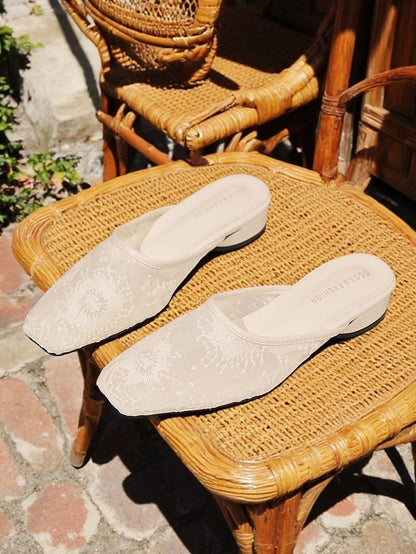 Lace Elegant White Flats Women's Mesh – Sheer Ballet