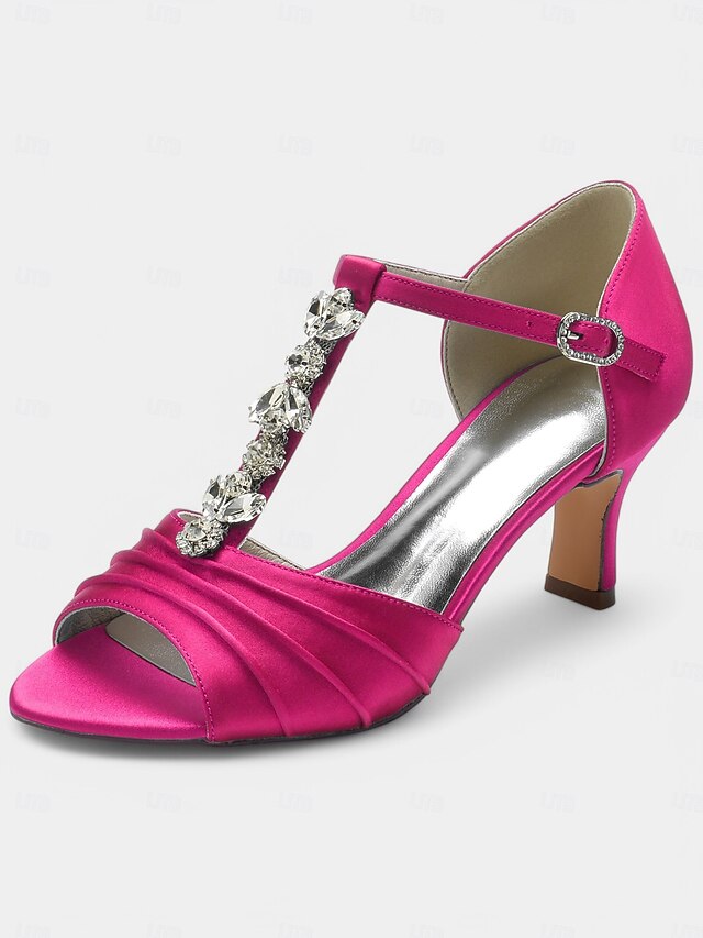 Crystal Detail Heels – Open-Toe Satin White with Bridal