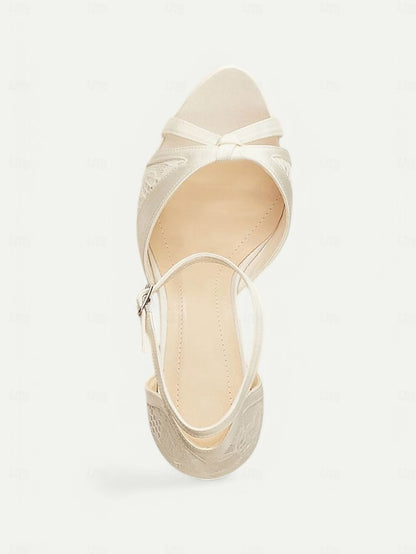 Women's Sandals High Heel Satin Toe Pink with Elegant Peep