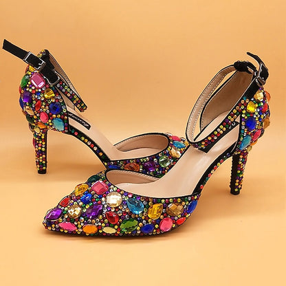 Rhinestone Women's with Heel High Shoes Wedding Multicolor