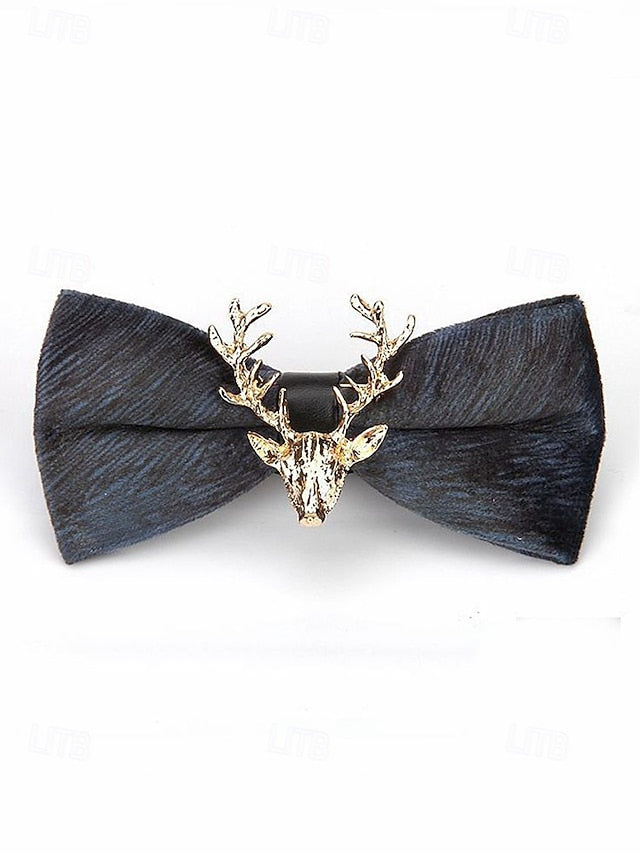 Bow with Velvet Pin Men's Deer Tie Gold Head