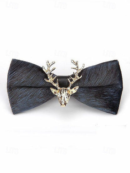 Bow with Velvet Pin Men's Deer Tie Gold Head