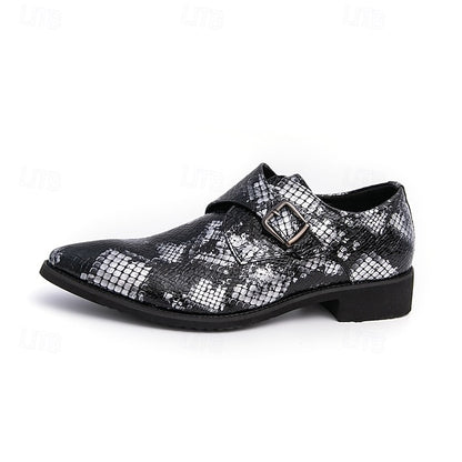 Snake Brown Strap Print Formal Classic Shoes Men – Monk for