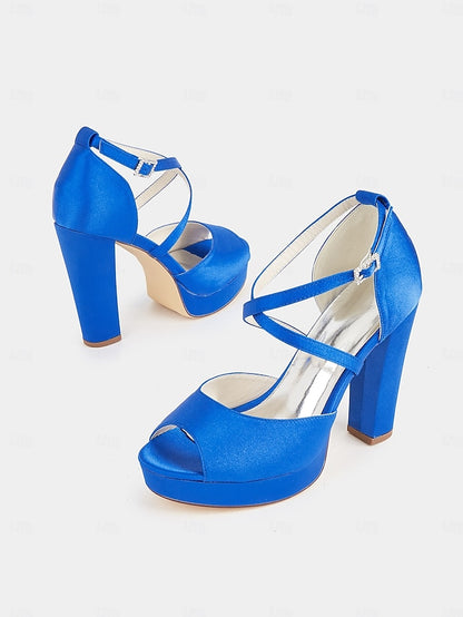 Platform Toe Sandals with Peep Women's and Satin High Heel