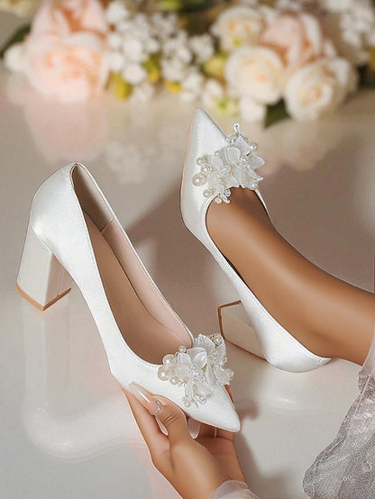 Wedding White Heels Pearl Women's and with Crystal