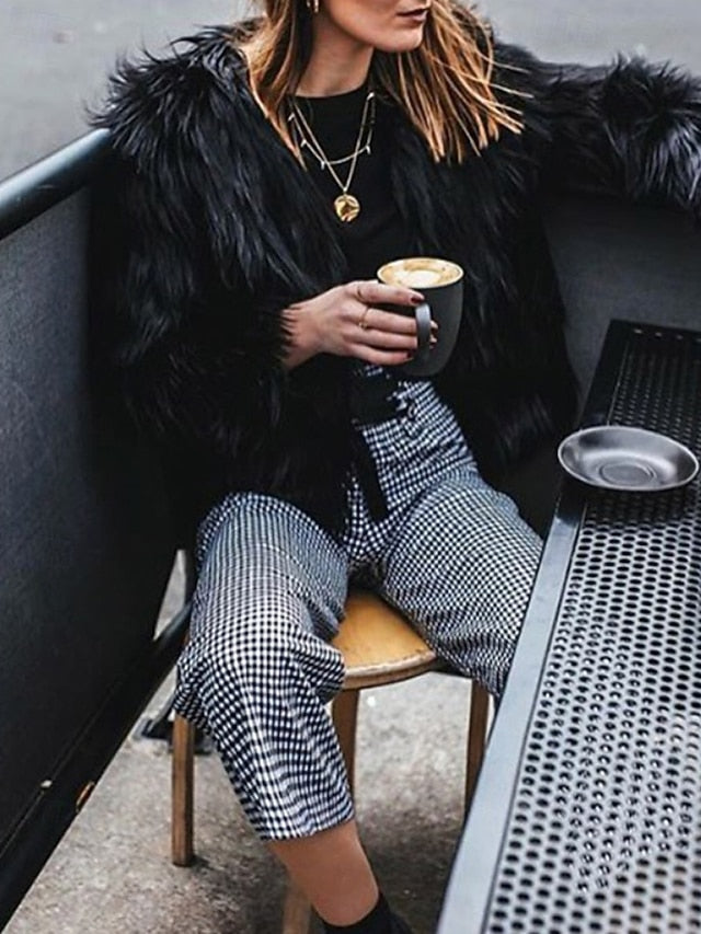 Comfortable Coat Leathers Fur Faux Warm Women's Furs