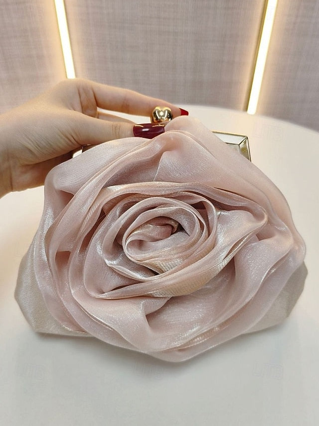 Flower Evening Elegant Satin – Women's Purse Rose Clutch