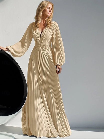 of the A-Line Dress V Simple Neck Mother Bride Elegant