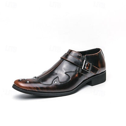 Leather Black – Shoes Formal Strap Men's Monk