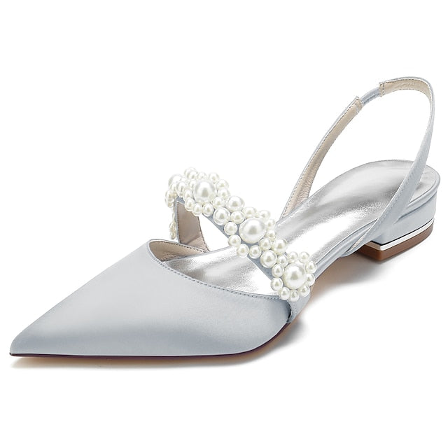Pearl with Shoes Satin Women's Elegant White