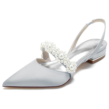 Pearl with Shoes Satin Women's Elegant White