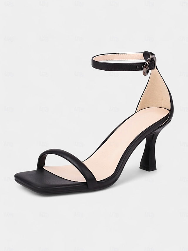 for - Green Minimalist Strap Sleek Women Mid-Heel Ankle Sandals