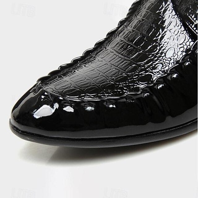 Crocodile Patent Faux Black Men's Shoes Leather