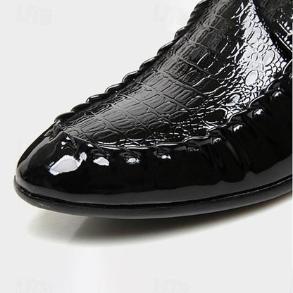 Crocodile Patent Faux Black Men's Shoes Leather