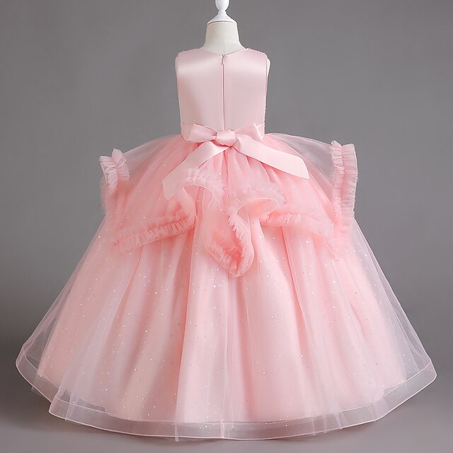 Girls' Color Sequin Sleeveless Dress Kids Solid Party