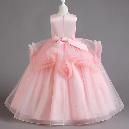 Girls' Color Sequin Sleeveless Dress Kids Solid Party