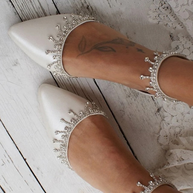 Elegant Wedding White with Shoes Women's Flats – Bridal