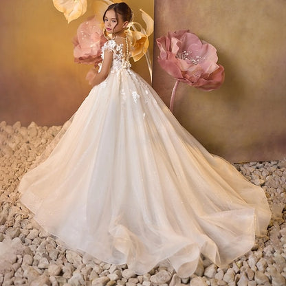 Girls' Communion Kids Party Flower Dress First Girl