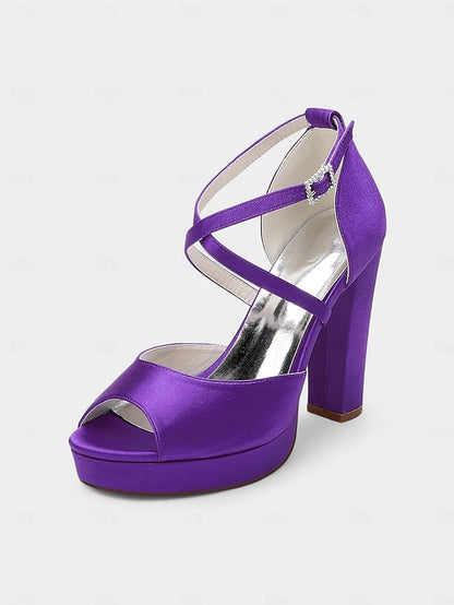 Platform Toe Sandals with Peep Women's and Satin High Heel