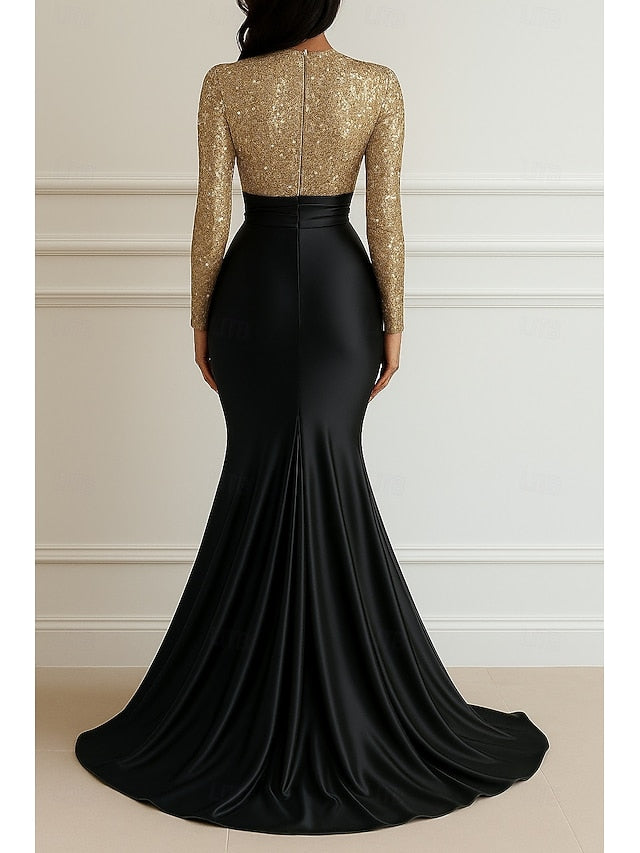 Floor Gown Dress Evening Sequin Formal Elegant Mermaid Wedding