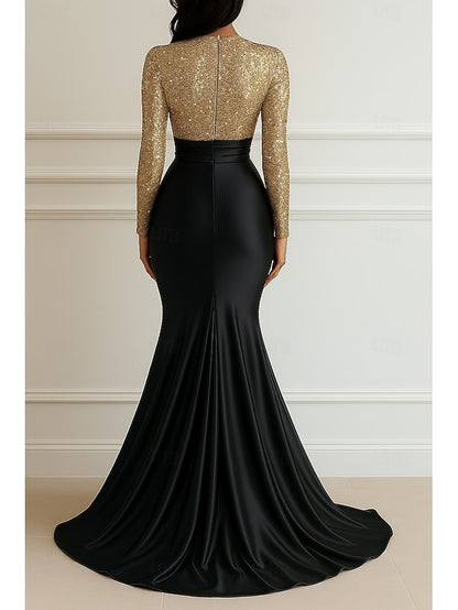 Floor Gown Dress Evening Sequin Formal Elegant Mermaid Wedding