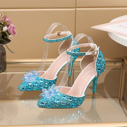 Sandals Heel Elegant Purple Rhinestone – Women's High