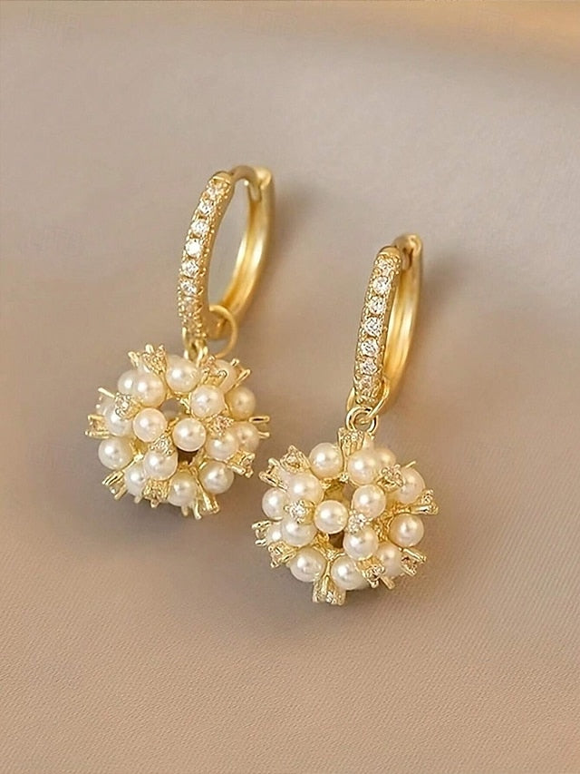 Plated Women's String Gold - Imitation Earrings Pearl